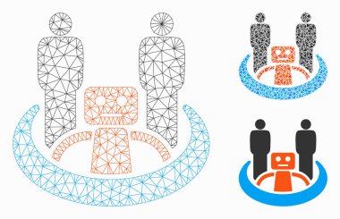 Robot Birliği Vektör Örgü 2d Model ve Üçgen Mozaik Simgesi