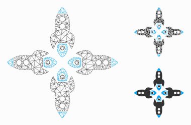 Roketler Vektör Örgü Ağ Modeli ve Üçgen Mozaik Simgesi