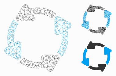 Cw Vektör Örgü Ağ Modelini ve Üçgen Mozaik Simgesini Döndür