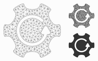 Döndürme Dişli Vektör Örgü Karkas Modeli ve Üçgen Mozaik Simgesi