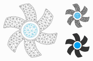 Rotor Vektör Örgü Tel Çerçeve Modeli ve Üçgen Mozaik Simgesi