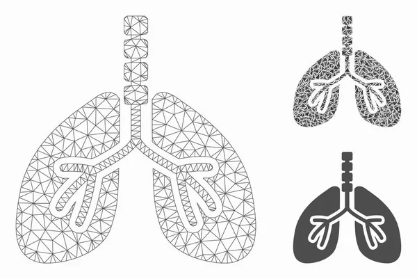 Układ oddechowy wektor Mesh drut model i Trójkąt mozaika ikona — Wektor stockowy