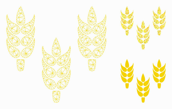 Rice Vector Mesh Carcass Model and Triangle Mosaic Icon