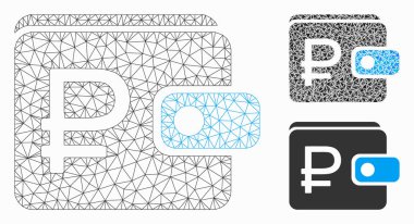 Rouble Çanta Vektör Örgü Tel Çerçeve Modeli ve Üçgen Mozaik Simgesi