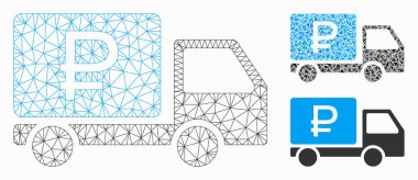 Rouble Sevkiyat Vektör Örgü Karkas Modeli ve Üçgen Mozaik Simgesi