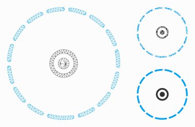 Yuvarlak Alan Vektör Örgü Karkas Modeli ve Üçgen Mozaik Simgesi