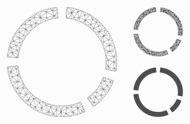 Yuvarlak Diyagram Vektör Örgü Tel Çerçeve Modeli ve Üçgen Mozaik Simgesi