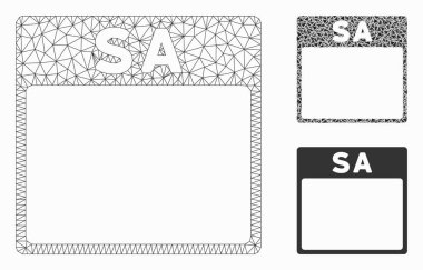 Cumartesi Takvim Sayfası Vektör Örgü Tel Çerçeve Modeli ve Üçgen Mozaik Simgesi