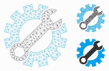 Kurulum Araçları Vektör Örgü Tel Çerçeve Modeli ve Üçgen Mozaik Simgesi