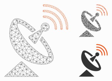 Uzay Anteni Vektör Örgü Ağ Modeli ve Üçgen Mozaik Simgesi