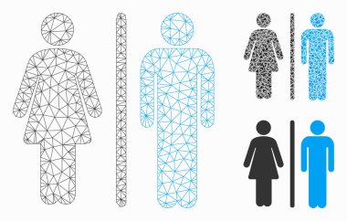 Wc Persons Vektör Örgü 2d Model ve Üçgen Mozaik Simgesi