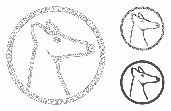 Modelo redondeado de malla vectorial cabeza de zorro y icono de mosaico triángulo — Vector de stock