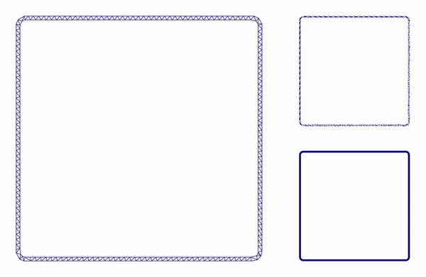 Modelo de carcaça de malha de vetor de armação quadrada arredondada e ícone de mosaico de triângulo —  Vetores de Stock