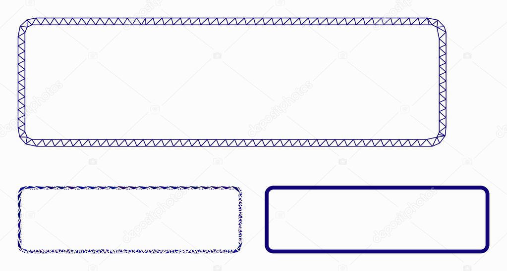 Rounded Rectangle Frame Vector Mesh Carcass Model and Triangle Mosaic Icon