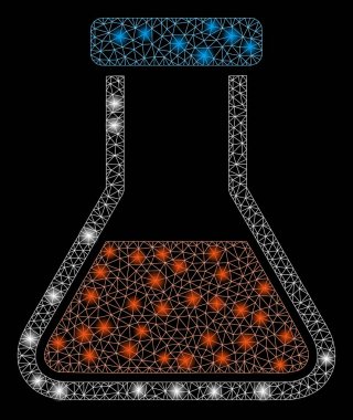 Flare Örgü Tel Çerçeve Kırmızı Sıvı Flask Flare Noktalar ile
