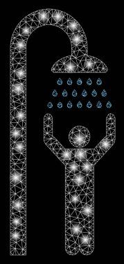 Flare Spotlar ile Duş Altında Flare Mesh Network Man