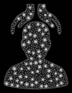 Işık Lekeleri ile Parlak Örgü Karkas Psikiyatri Eller