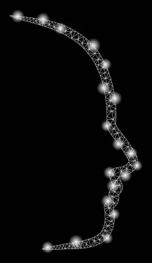 Işık Lekeleri ile Parlak Örgü Tel Çerçeve Kontur Yüz Profili