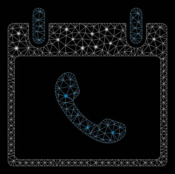 Jour de calendrier de téléphone de cadre de fil de treillis lumineux avec des taches éclair — Image vectorielle