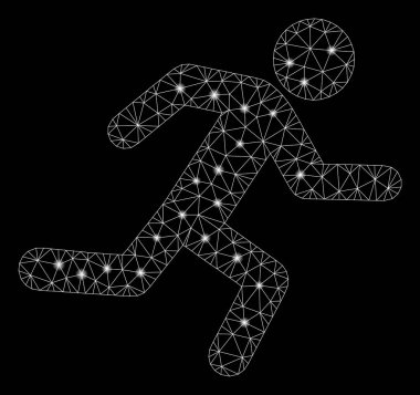 Parlak Örgü Karkas Işık Lekeleri ile Çalışan Adam