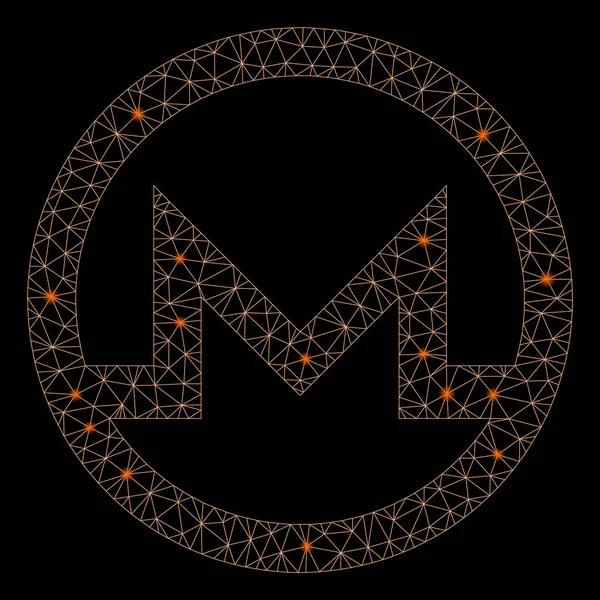 Flare δίχτυ σφαγίου Monero σύμβολο με λάμψεις κηλίδες — Διανυσματικό Αρχείο
