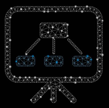 Işık Noktalar ile Flare Örgü Tel Çerçeve Şeması Gösteri Ekranı