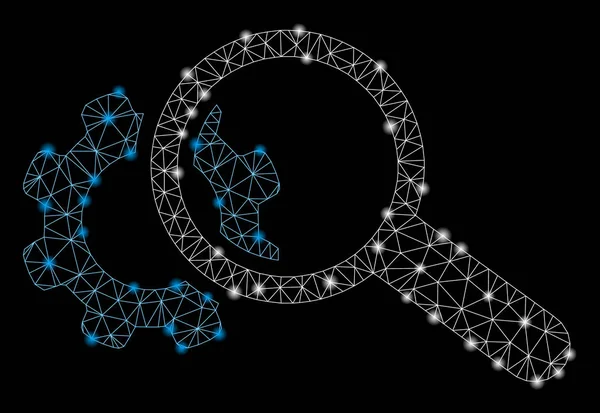 Red de malla brillante Herramientas geográficas con puntos de llamarada — Archivo Imágenes Vectoriales