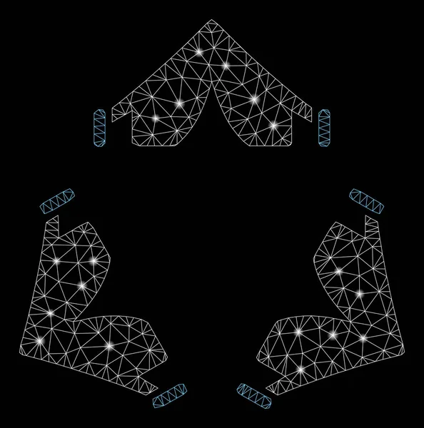 Flare mesh netwerk tent kamp met flare spots — Stockvector