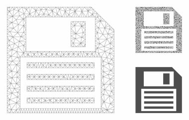 Disket Vektör Örgü 2d Model ve Üçgen Mozaik Simgesi