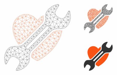 Kalp Cerrahisi Vektör Örgü Karkas Modeli ve Üçgen Mozaik Simgesi