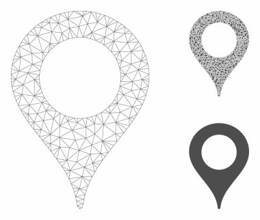 Harita Marker vector mesh ağ modeli ve üçgen mozaik simge