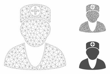 Medic vector Mesh 2D model ve üçgen mozaik simgesi