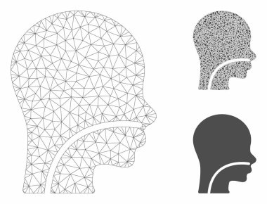 Hasta Vektör Örgü Tel Çerçeve Modeli ve Üçgen Mozaik Simgesi