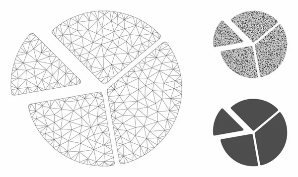 Cirkeldiagram vektor mesh nätverks modell och triangel mosaik ikon — Stock vektor