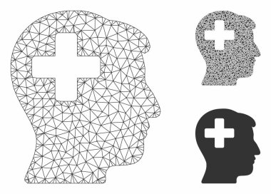Plus Man Head Vector Mesh 2d Model ve Üçgen Mozaik Simgesi