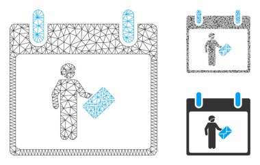 Postacı Takvim Günü Vektör Örgü Ağ Modeli ve Üçgen Mozaik Simgesi