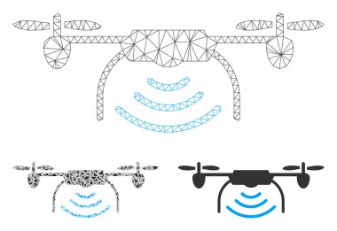 Radyo Verici Airdrone Vektör Örgü Ağ Modeli ve Üçgen Mozaik Simgesi