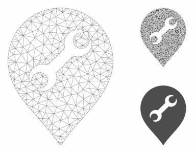 Onarım Servisi Vektör Örgü 2d Model ve Üçgen Mozaik Simgesi