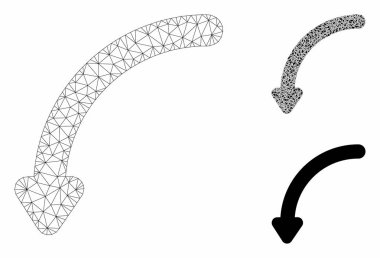Sol Vektör Örgü Ağ Modelini ve Üçgen Mozaik Simgesini Döndür