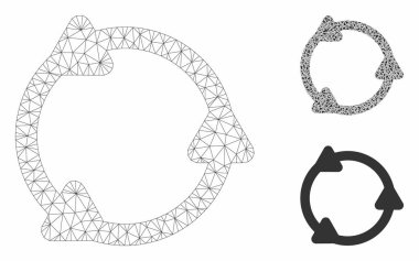 Vektör Örgü Karkas Model ve Üçgen Mozaik Simgesini Döndür