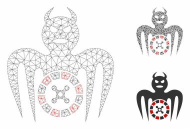 Rulet Spectre Devil Vektör Örgü Ağ Modeli ve Üçgen Mozaik Simgesi