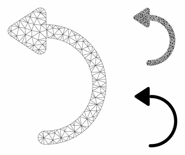 Ccw-Vektornetzwerk-Modell und Dreieck-Mosaik-Symbol drehen — Stockvektor