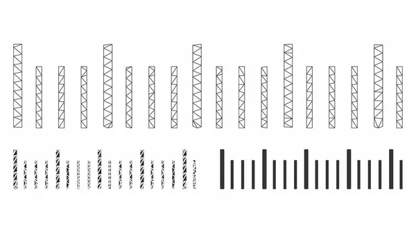 Lineal Graduierung Vektor Maschendraht Rahmenmodell und Dreieck Mosaik-Symbol — Stockvektor