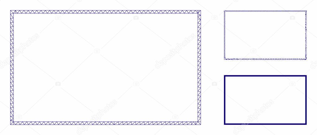 Rectangle Frame Vector Mesh 2D Model and Triangle Mosaic Icon