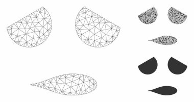 Sad İfade Smiley Vektör Örgü Ağ Modeli ve Üçgen Mozaik Simgesi