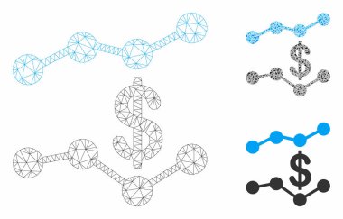 Satış Trendleri Vektör Örgü Ağ Modeli ve Üçgen Mozaik Simgesi