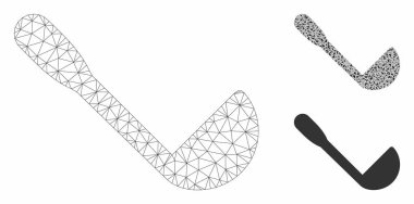 Kepçe Vektör Örgü Tel Çerçeve Modeli ve Üçgen Mozaik Simgesi