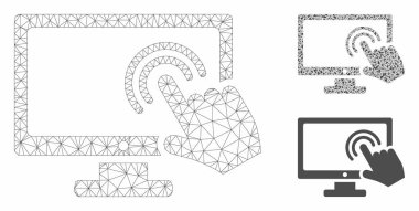 Ekran Çift Dokunuşvektör Örgü 2d Model ve Üçgen Mozaik Simgesi