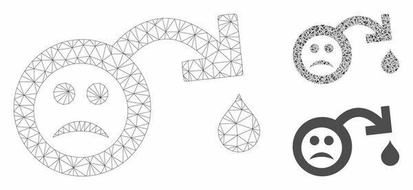 Sad Impotence Vector Mesh 2D Model and Triangle Mosaic Icon