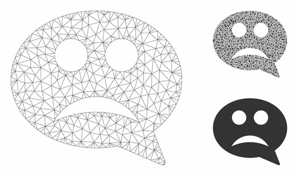 Traurige Smiley-Nachricht Vektor Mesh 2d-Modell und Dreieck Mosaik-Symbol — Stockvektor